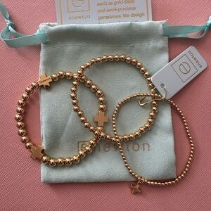 Enewton Gold Beaded Cross Bracelets
